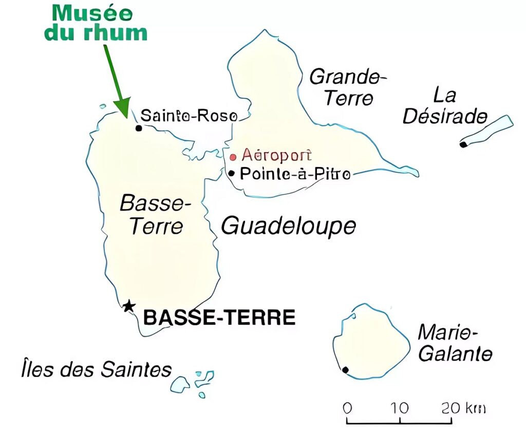 carte musée du rhum guadeloupe à sainte rose