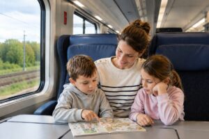 Famille complice dans le train