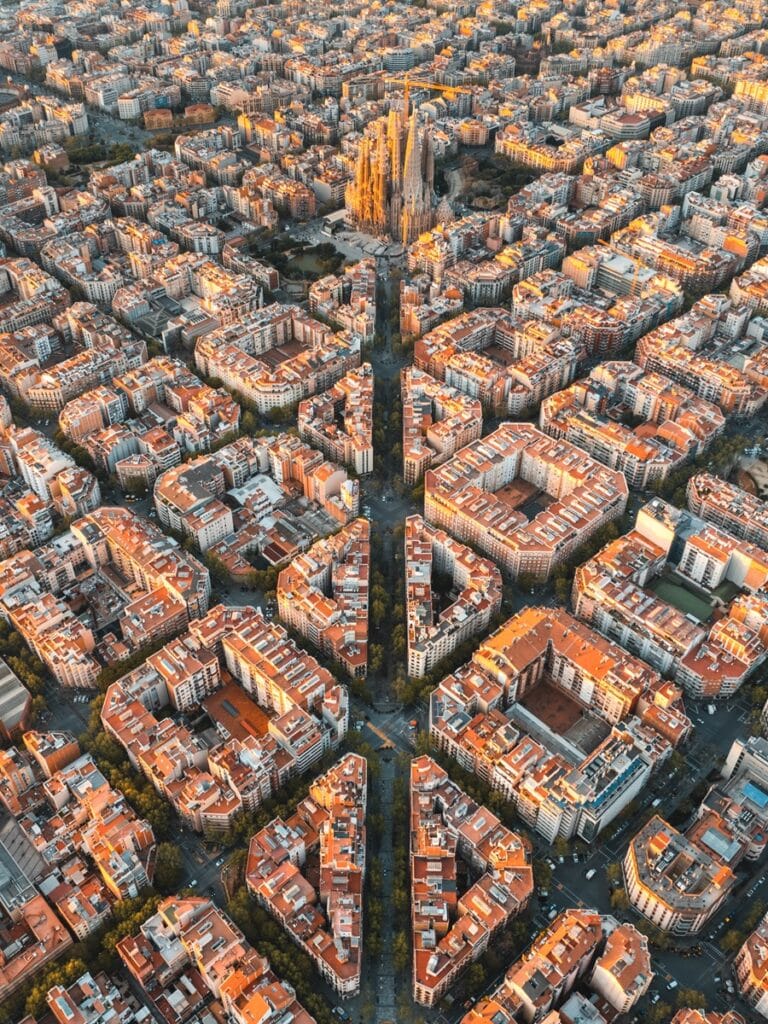 rues de Barcelone vues du ciel