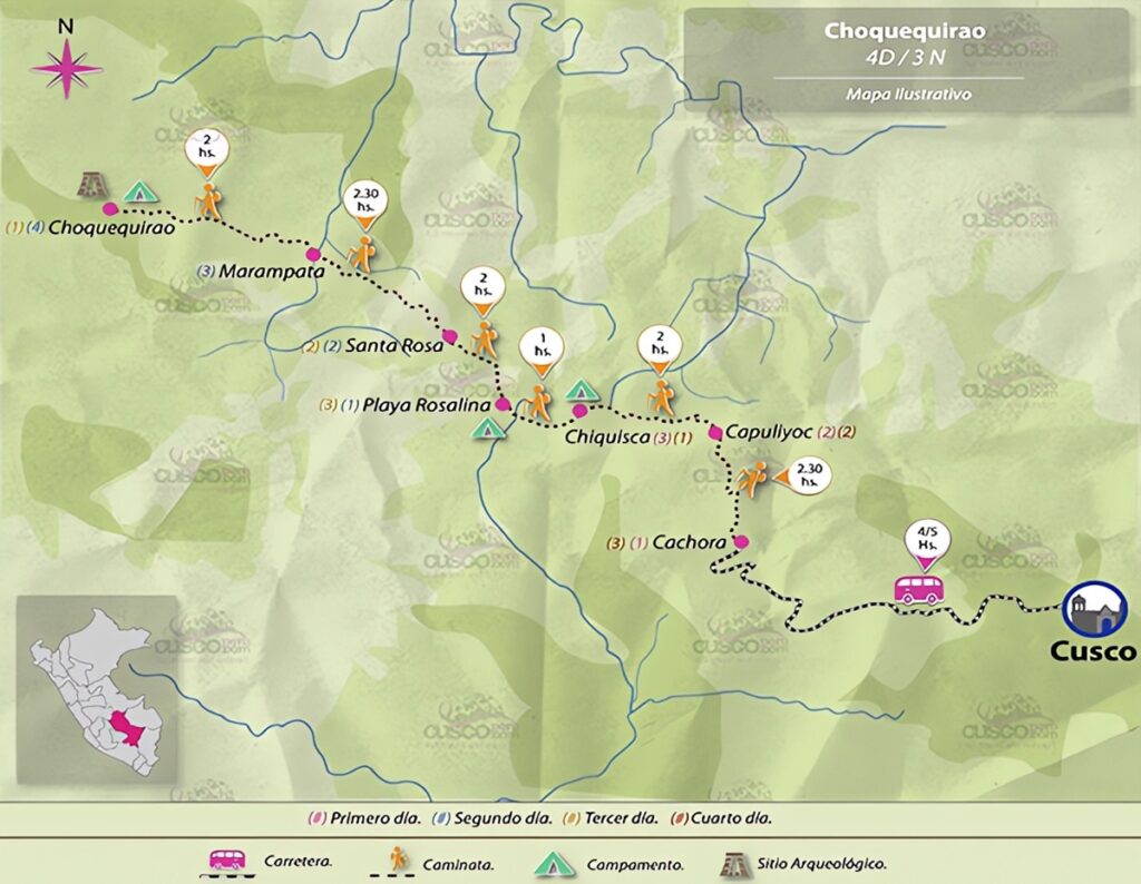 Carte du trek Choquequirao