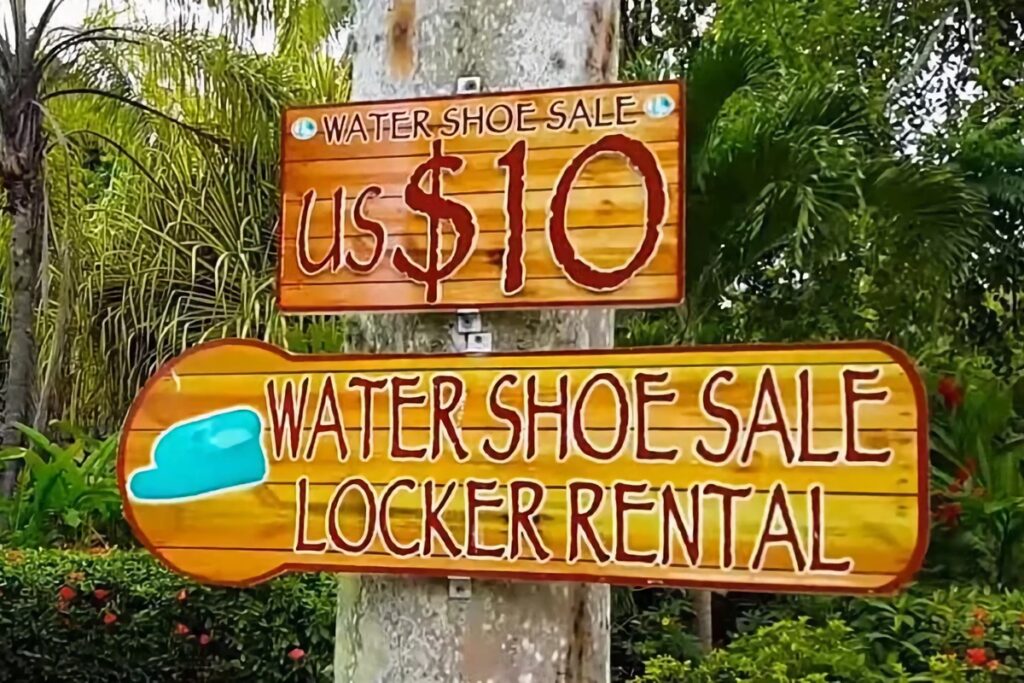 panneau location de chaussures d'eau