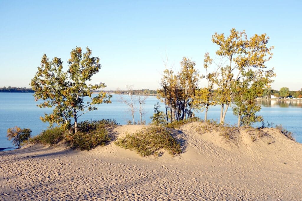 sable au bord du lac