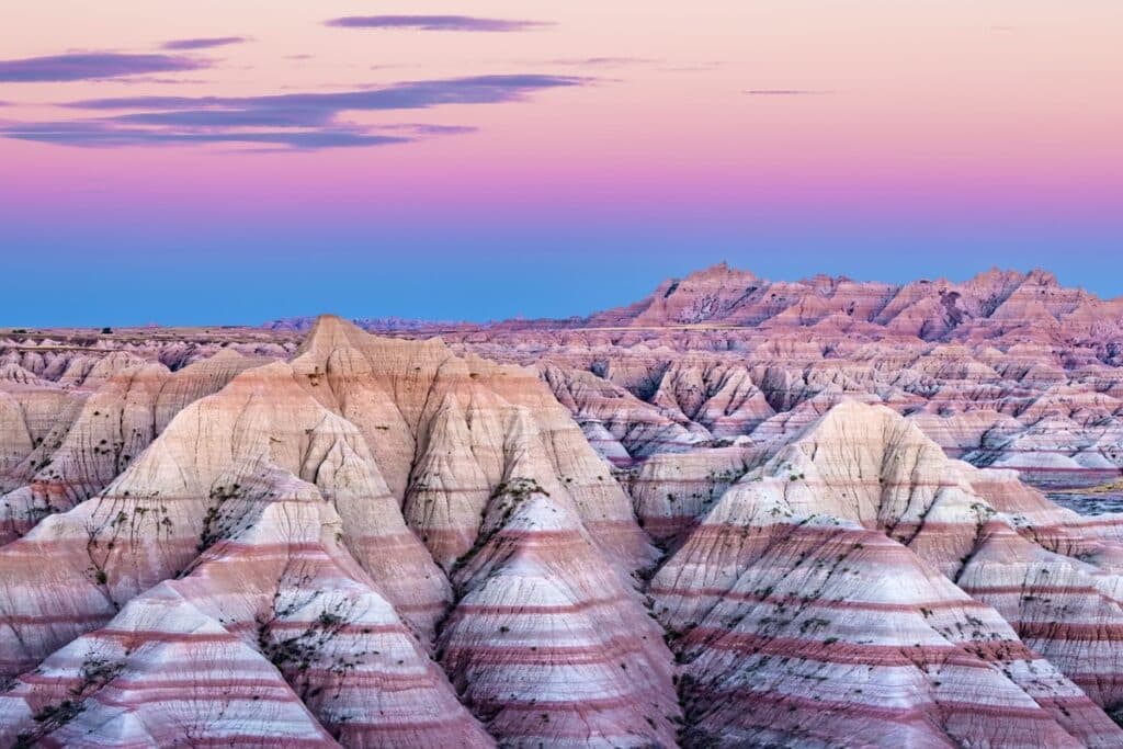 coucher de soleil parc national des badlands