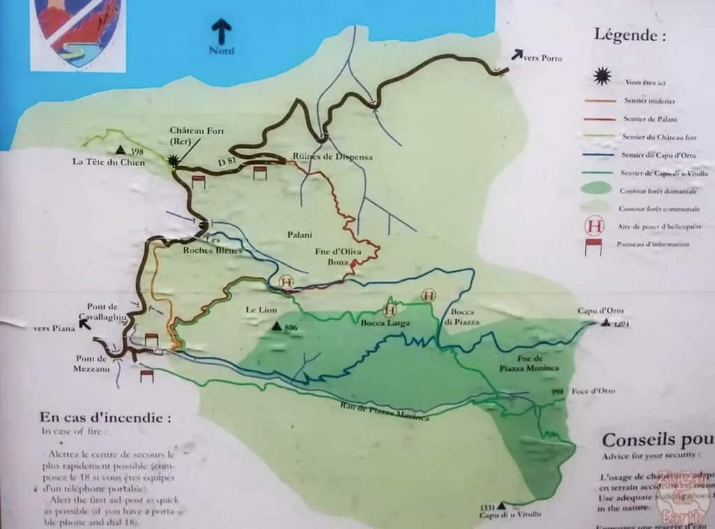carte des randonnées à Piana