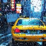taxi sous la pluie à New York