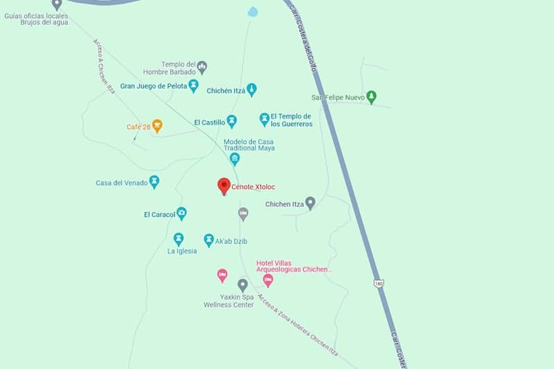 carte cenote xtoloc