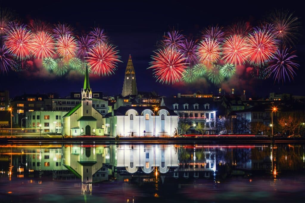 feu d'artifice nouvel an Reykjavik