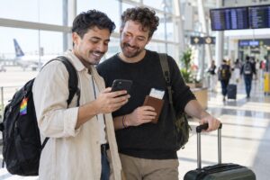 couple LGBT à l’aéroport