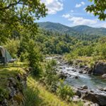 Tente au bord d’une rivière cévenole