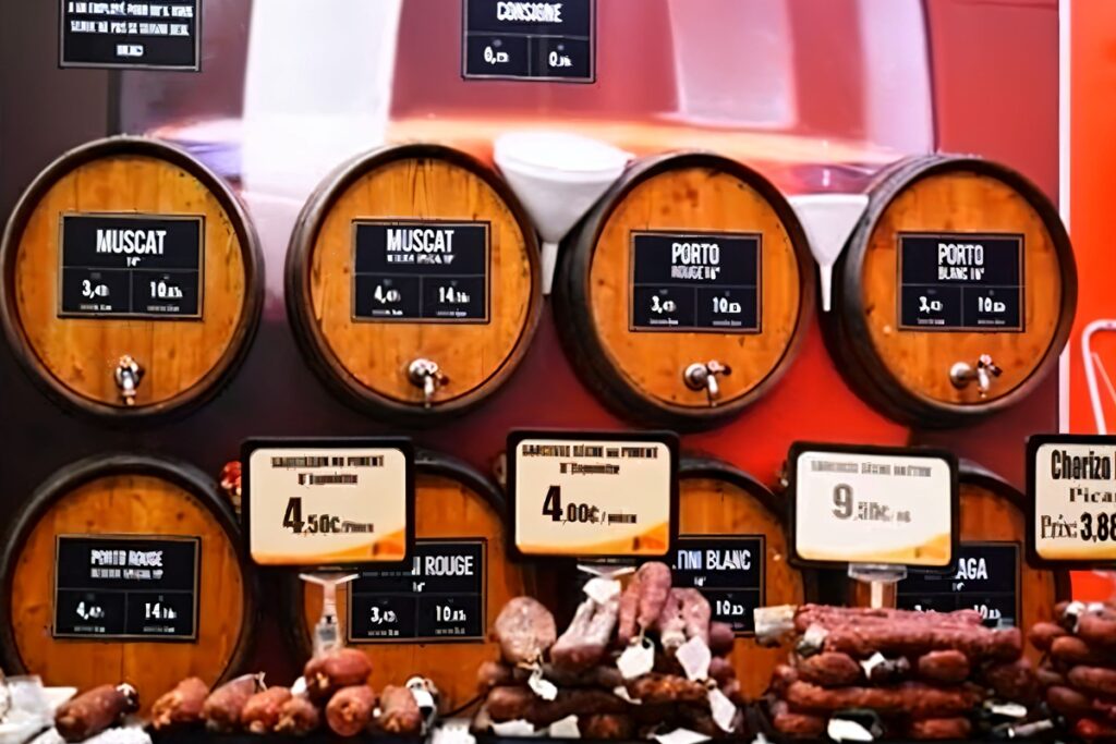 petits tonneaux de vin dans une boutique à Dancharia