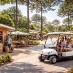 vie dans un camping avec voiturette de golf