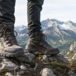 montagne gros plan chaussures de randonnée