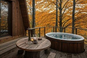 cabane et jacuzzi en Dordogne