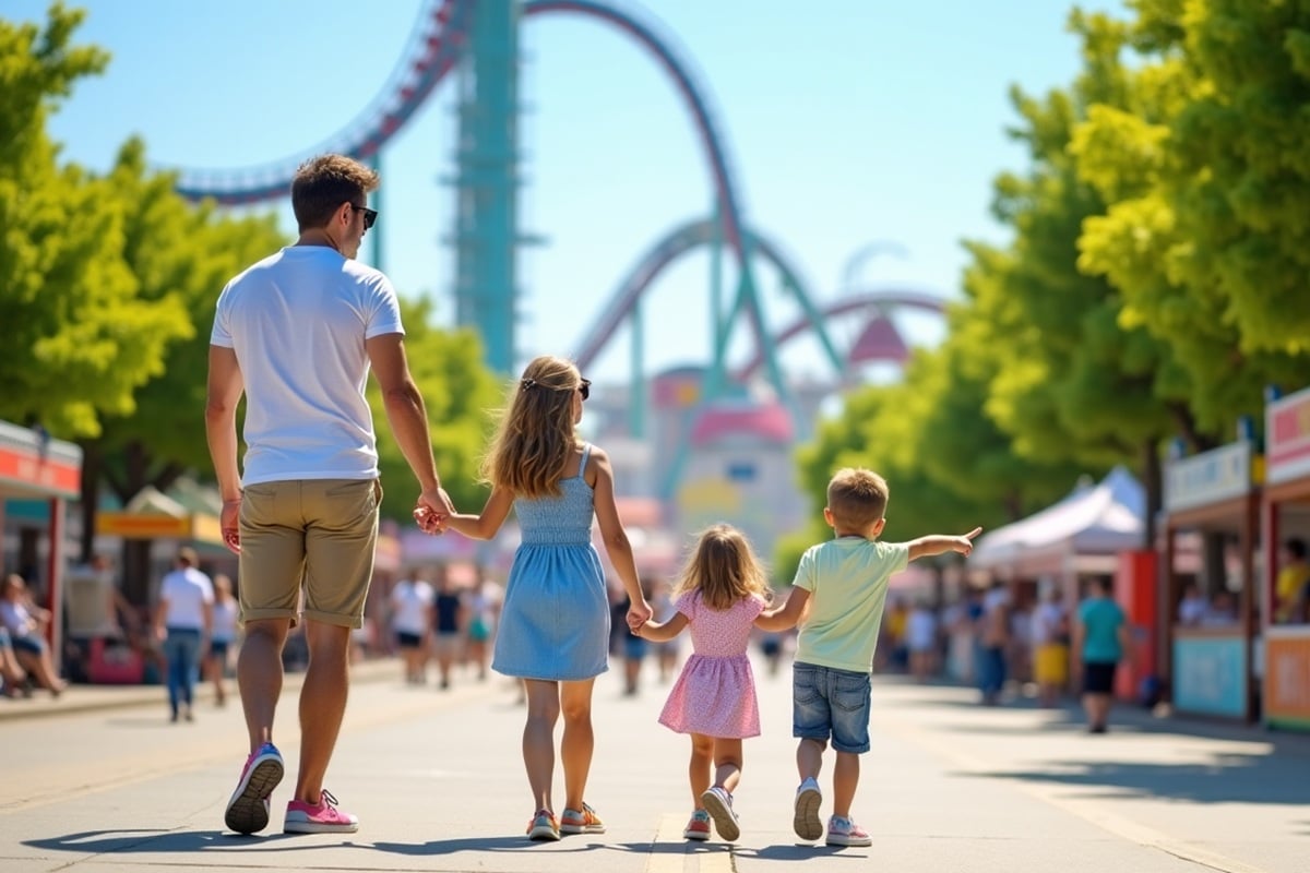 famille dans un parc d'attraction