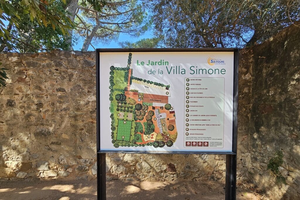 panneau jardins de la villa Simone 