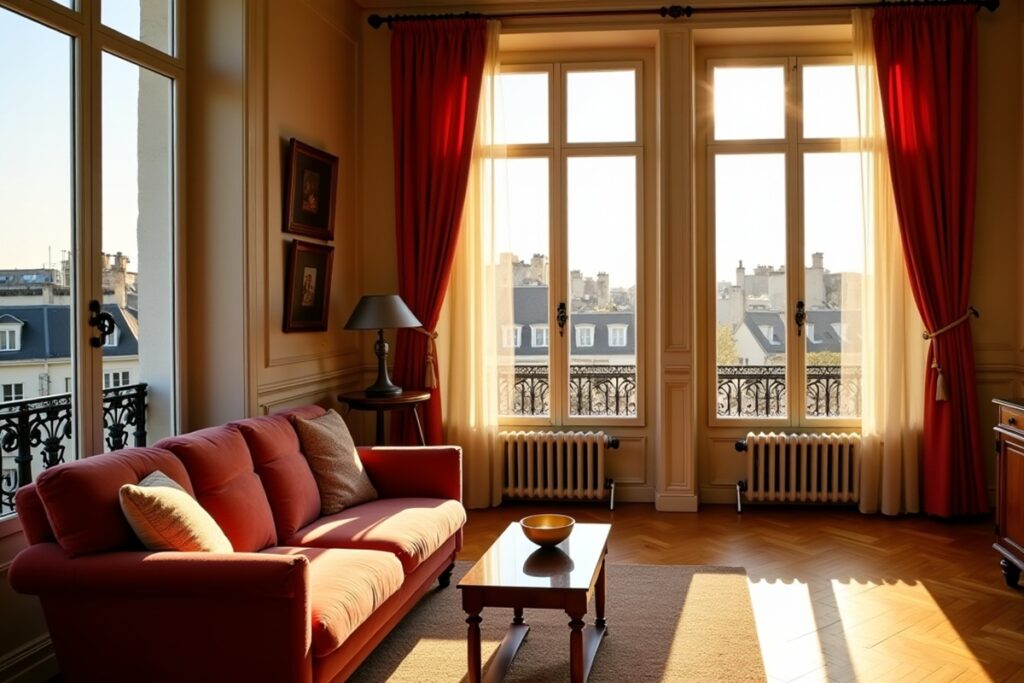 beau salon dans un appartement parisine
