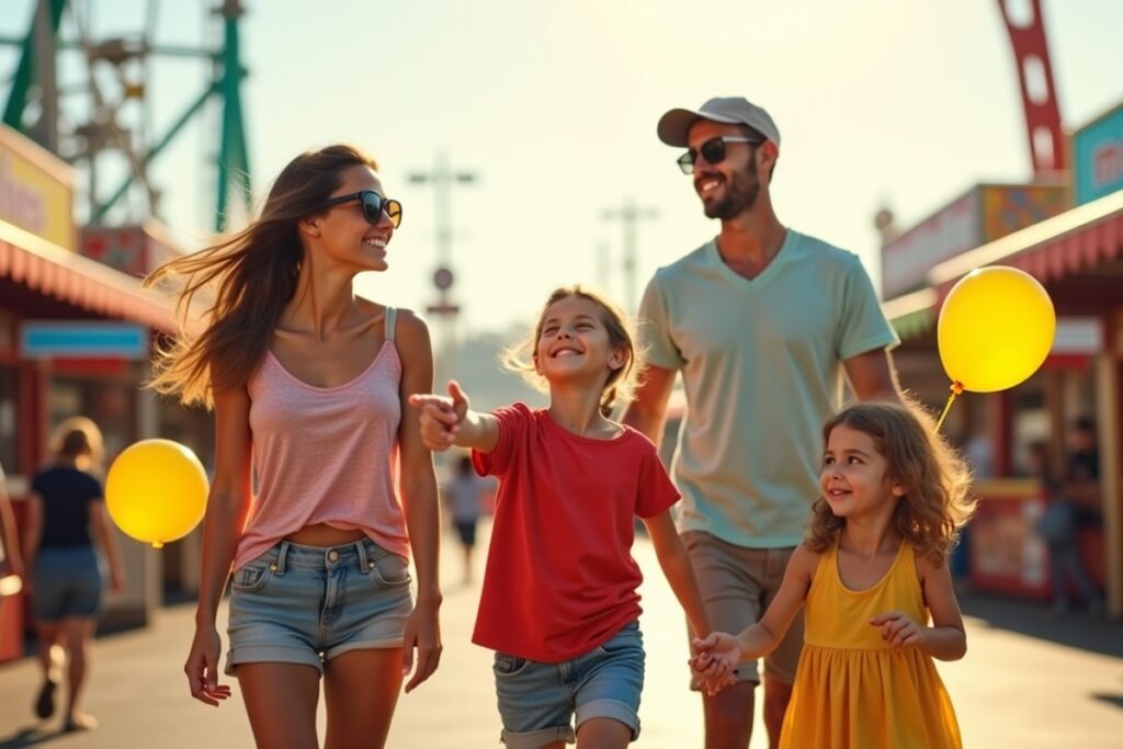 parc d'attractions en famille