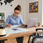 femme exerçant une profession libérale et voyageant toute l'année