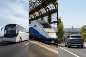 bus train et voiture