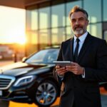 chauffeur de VTC devant sa voiture
