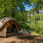 toile de tente dans un camping nature en dordogne