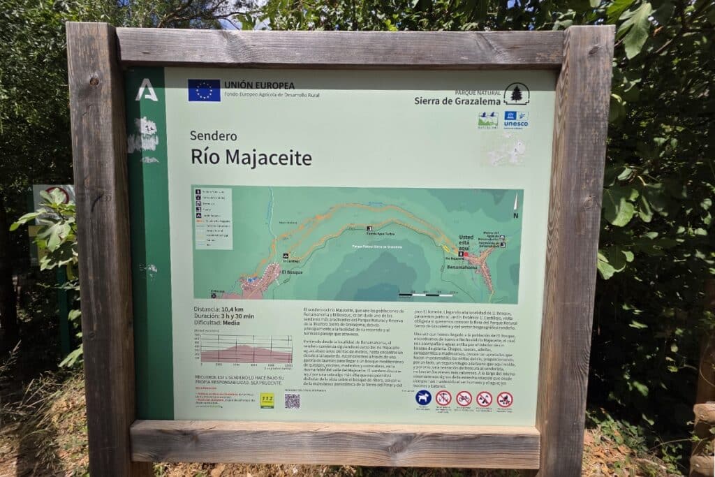 panneau sendero rio majaceite